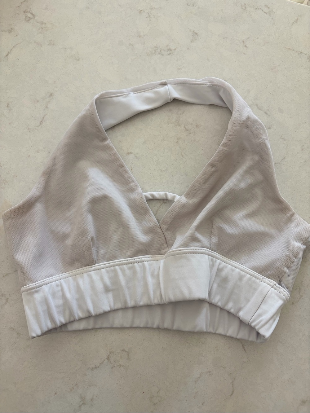 Tiger Friday-White Halter-Back Sports Bra - Lightweight Support